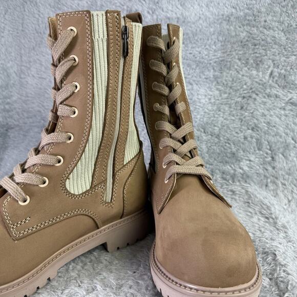Bueno Stella Combat Boots Tan Suede Lace Up Booties Women's Size 10 - Picture 7 of 10